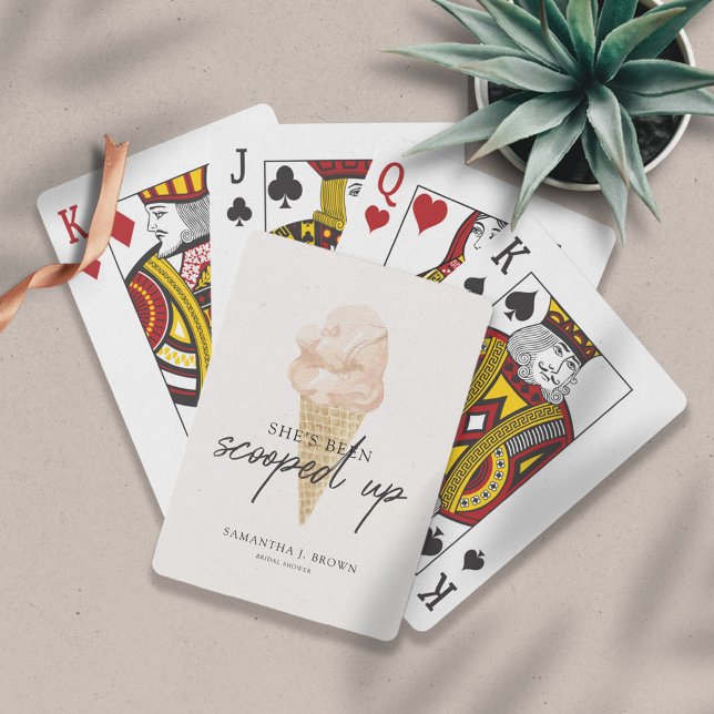 Chic Modern Watercolor Ice Cream Bridal Shower Playing Cards (Creator Uploaded)