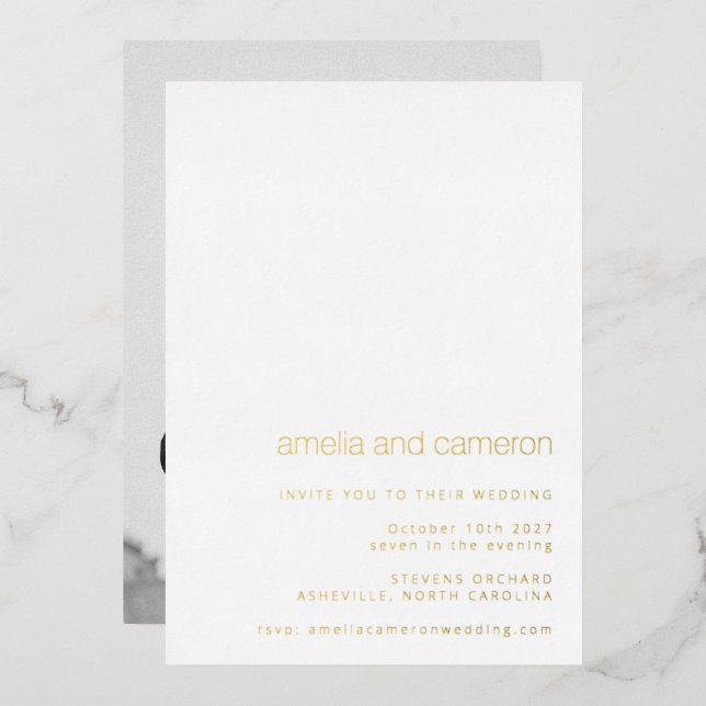 Chic Modern Wedding All-in-One Photo White Gold  (Front/Back)