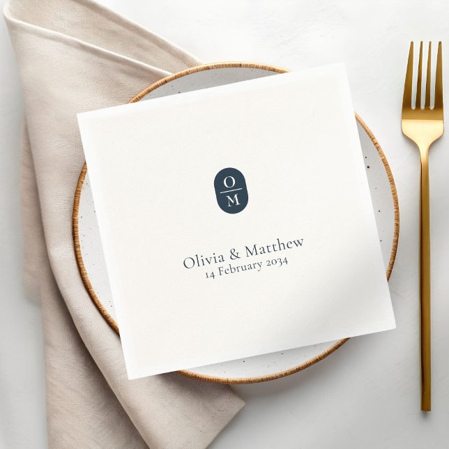 Chic Modern Wedding Monogram Wedding Napkin (Creator Uploaded)