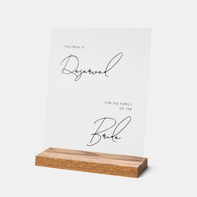 Chic modern wedding reserved acrylic  sign (Angle)