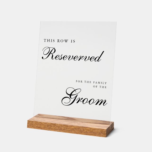 Chic Modern Wedding Reserved Sign (Angle)