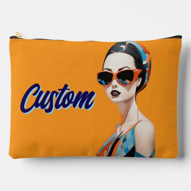 Chic modern woman, geometric elegance accessory pouch (Front)