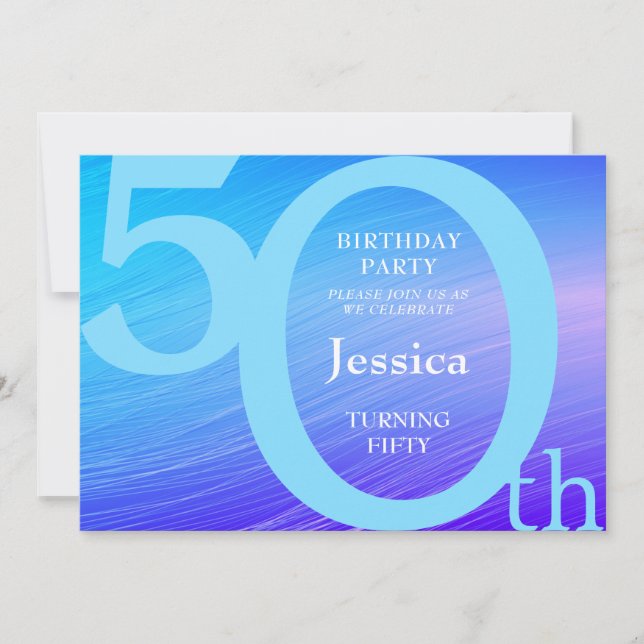 Chic Moderne Bleu Invitation Anniversaire (Devant)