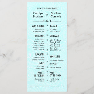 Chic moderne Blue Paisley Wedding Programme