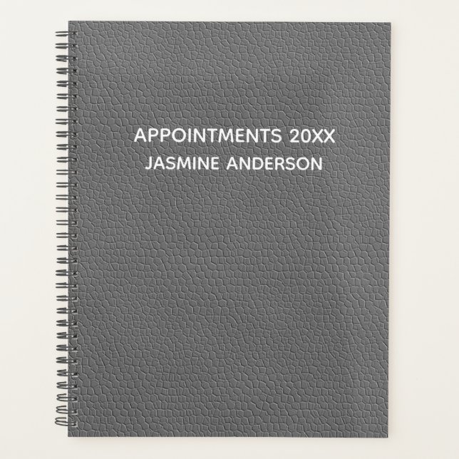 Chic Moderne cuir gris 2026 hebdomadaire mensuel (Devant)