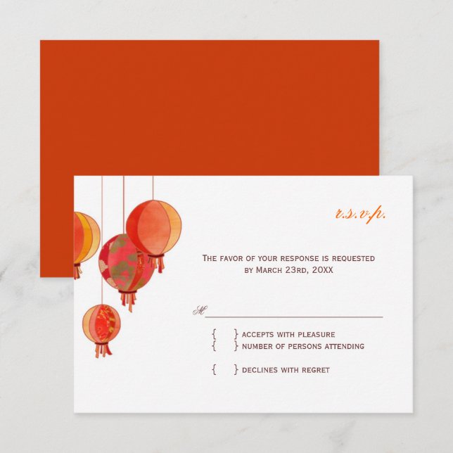 Chic moderne Lanternes en papier mariage RSVP (Devant / Derrière)