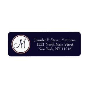 Chic Moderne Marine Bleu Rose Or Cercle Monogramme