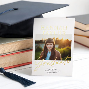 Chic moderne Photo Foil Faire-part de graduation