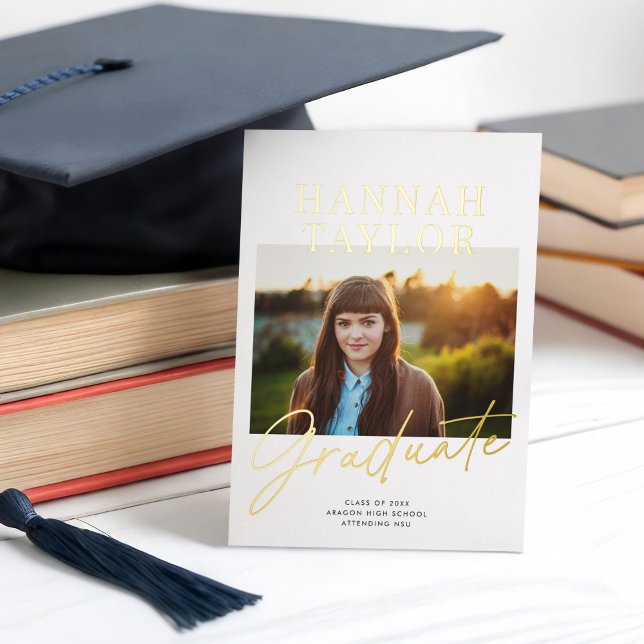 Chic moderne Photo Foil Faire-part de graduation (Créateur téléchargé)