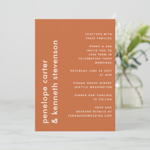 Chic ModernTypography   Burnt Orange Wedding  Invitation