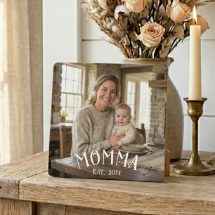 Chic Mom Est Year First Time Mom Photo Plaque