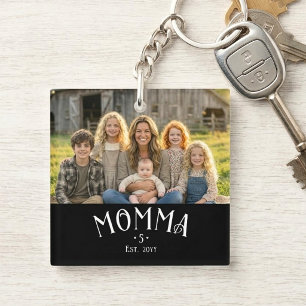 Chic Mom Established Kid Count Photo Black White Keychain