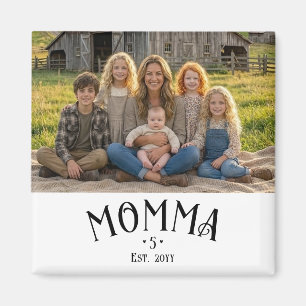 Chic Mom Established Kid Count Photo Black White Magnet