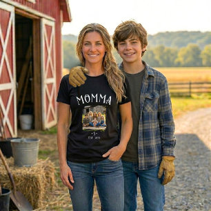 Chic Mom Established Kid Count Photo Black White T-Shirt