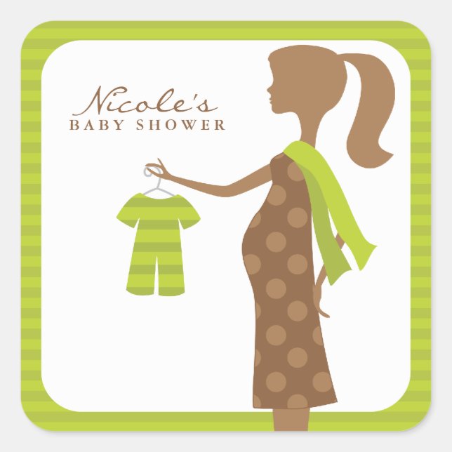 Chic Mom To Be Baby Shower Square Sticker (Front)