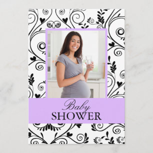 Chic Mommy Photo Purple Baby Shower Invitations