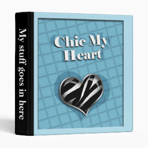 Chic Mon Coeur Zebra Imprimer Classeur bleu