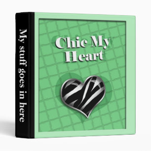 Chic Mon coeur Zebra Imprimer Classeur vert