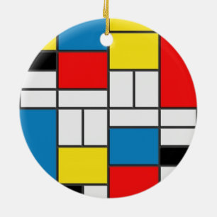 Chic Mondrian Cubism Style Ceramic Ornament