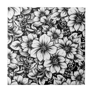 Chic Monochrome Floral Luxury Pattern (1) Tile