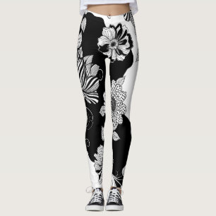 Chic Monochrome Floral Luxury Pattern (4) Leggings
