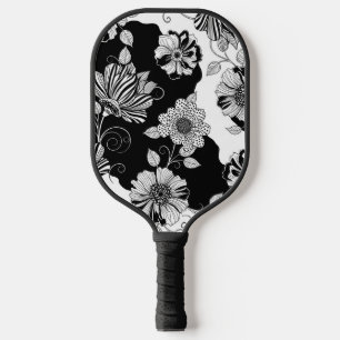 Chic Monochrome Floral Luxury Pattern (4) Pickleball Paddle