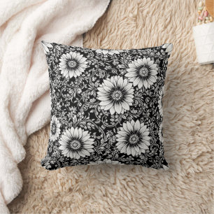 Chic Monochrome Floral Luxury Pattern (5) Throw Pillow