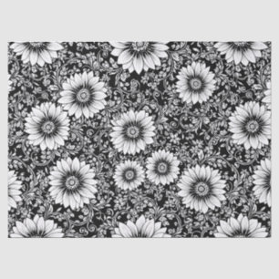Chic Monochrome Floral Luxury Pattern (5) Tissue Paper