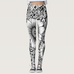 Chic Monochrome Floral Luxury Pattern (7) Leggings