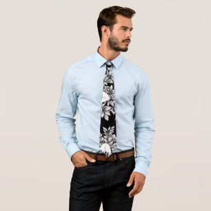Chic Monochrome Floral Luxury Pattern (7) Tie
