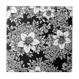 Chic Monochrome Floral Luxury Pattern (8) Tile