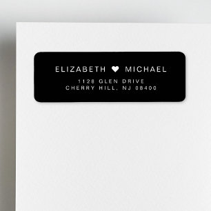 Chic Monogram Black Wedding Return Address
