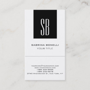 Chic Monogram Black White Cute Business Card
