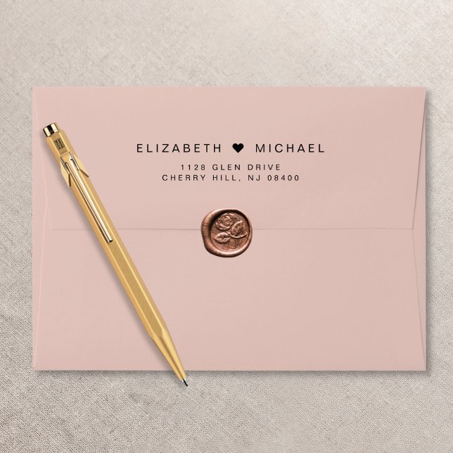 Chic Monogram Blush Pink Wedding Return Address Envelope (Creator Uploaded)