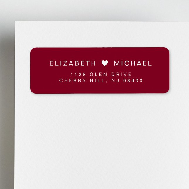 Chic Monogram Burgundy Wedding Return Address (Creator Uploaded)