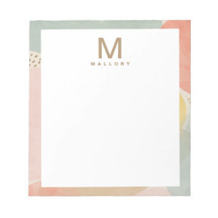 Chic Monogram Colourful Abstract Shapes Notepad