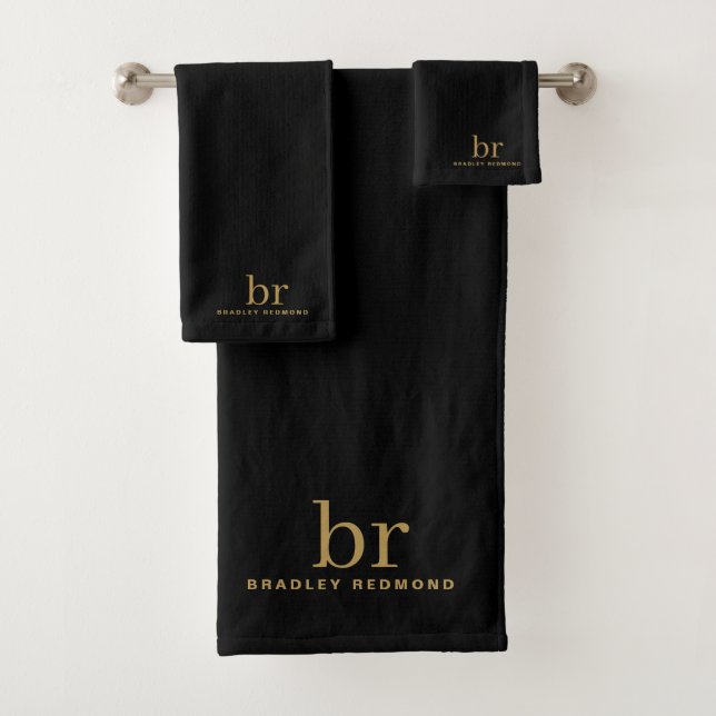 Chic Monogram Gold Initiales Nom Noir (En situation)