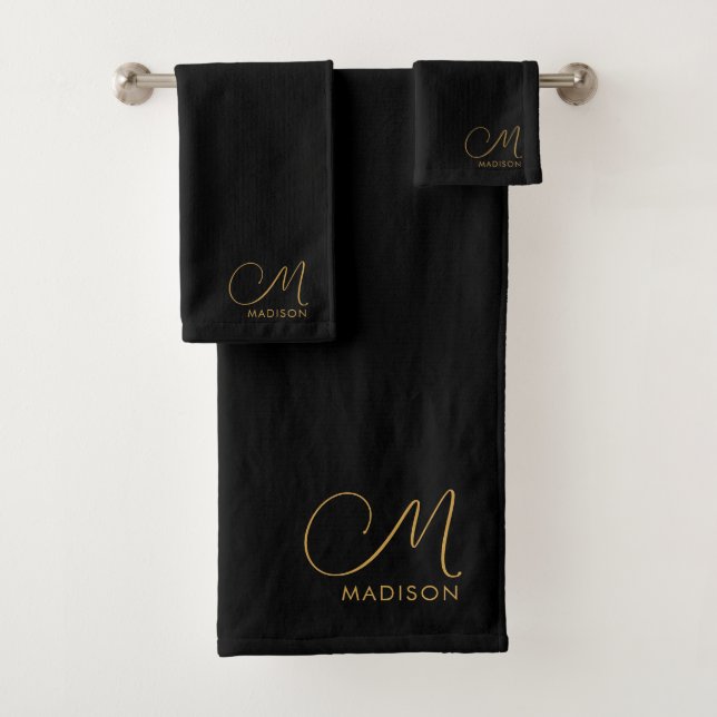 Chic Monogram Gold Nom de script noir (En situation)