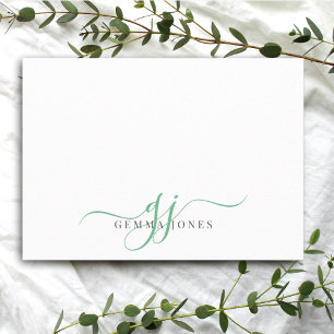 Chic Monogram Green Script Initials Card