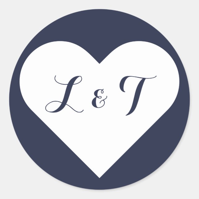 Chic Monogram Heart Navy Stickers (Front)