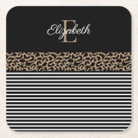 Chic Monogram Leopard Print Napkins