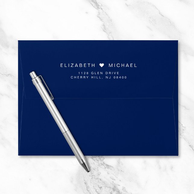 Chic Monogram Navy Blue Wedding Return Address Envelope (Creator Uploaded)