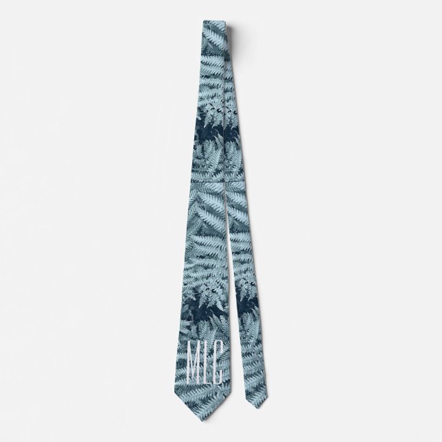 CHIC MONOGRAM NZ FERN SILVER FOLIAGE NEW ZEALAND   TIE (Front)