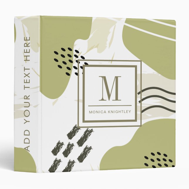 Chic Monogram Pastel Abstract Binder (Front/Spine)