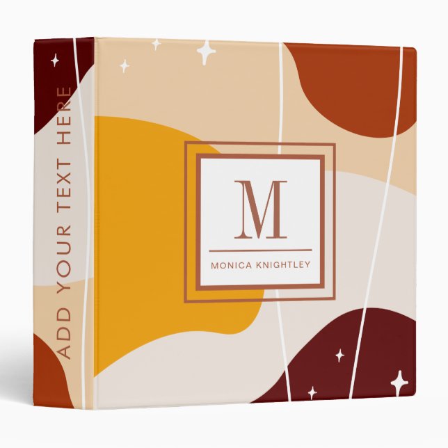 Chic Monogram Pastel Abstract Binder (Front/Spine)