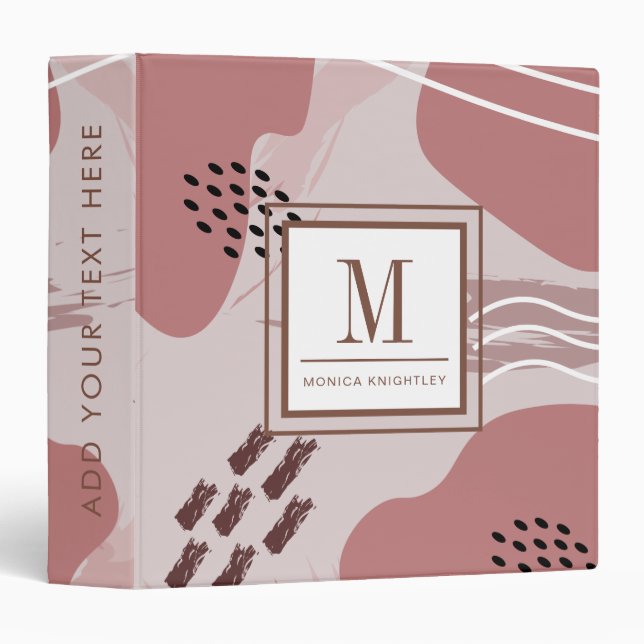Chic Monogram Pastel Abstract Binder (Front/Spine)