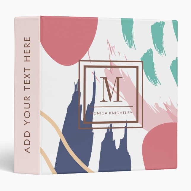 Chic Monogram Pastel Abstract Binder (Front/Spine)