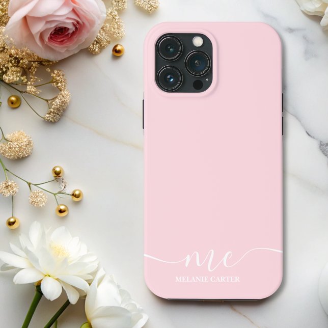 Chic Monogram Pink Elegant Feminine Minimalist  Case-Mate iPhone Case (Creator Uploaded)