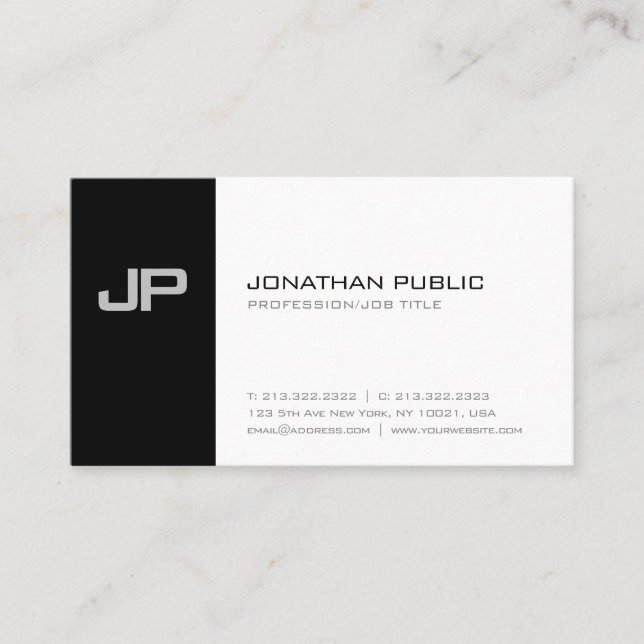Chic Monogram Plain Clean Sophisticated Modern Business Card (Front)