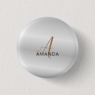 Chic monogram professional plain add your name 1 inch round button